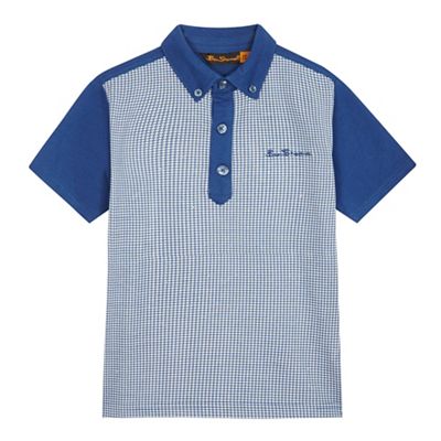 Ben Sherman Boys' navy dogtooth print polo shirt